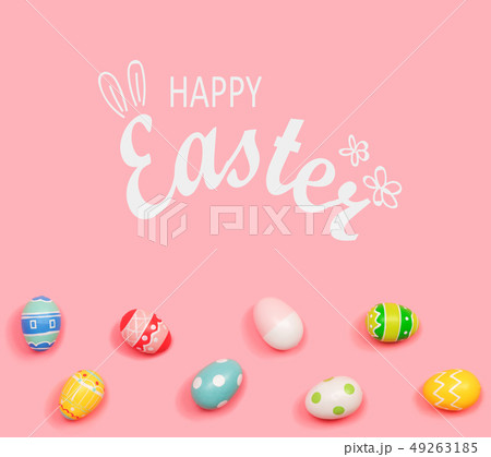 Happy Easter message with Easter eggs Happy Easter message with Easter eggs 49263185