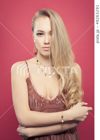 Pretty woman portrait. Beautiful girl model  49263291