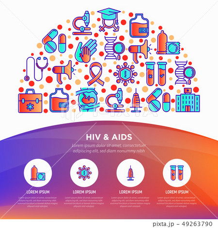 HIV and AIDs concept in half circle with icons HIV and AIDs concept in half circle with icons 49263790