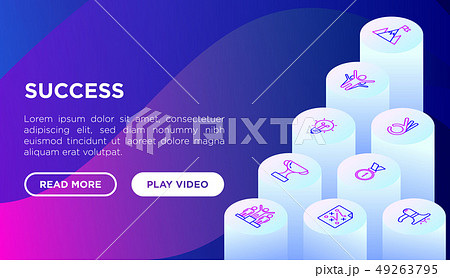 Success concept with thin line isometric icons 49263795