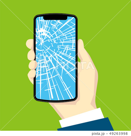 スマホを持つ右手のイラスト|割れたスマートフォン|Hand with smartphone スマホを持つ右手のイラスト|割れたスマートフォン|Hand with smartphone 49263998