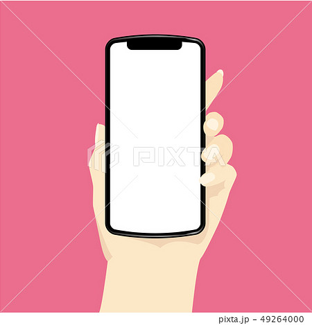 スマホを持つ左手のイラスト 無地の画面 Hand With Smartphoneのイラスト素材