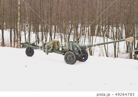 The image of the soviet 85-mm divisional gun D-44 in the stowed position 49264783