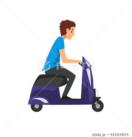 Young man riding scooter vector Illustration on a white background Young man riding scooter vector Illustration on a white background 49264824