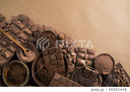 Chocolate , candy sweet, dessert food on natural 49265448