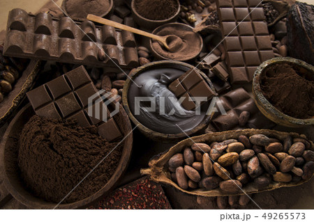 Chocolate , candy sweet, dessert food on natural 49265573