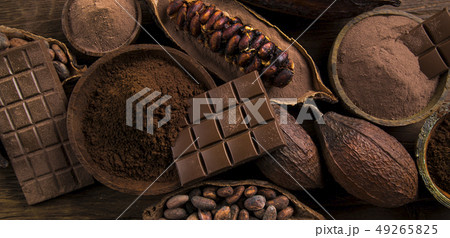 Chocolate , candy sweet, dessert food on natural 49265825