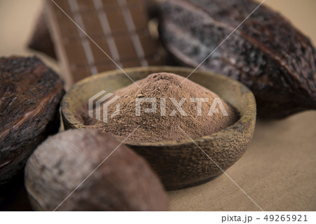 Cocoa pod, Chocolate sweet background Cocoa pod, Chocolate sweet background 49265921