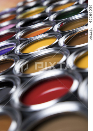Full Buckets of rainbow colored oil paint 49266056