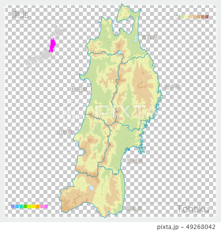 Map of Tohoku · Tohoku (contour, color coding) 49268042