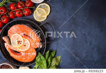 Fresh salmon steak background 49268225