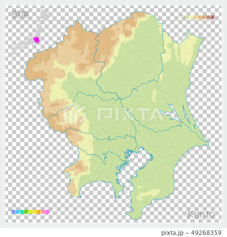 関東の地図・Kanto（等高線・色分け） 49268359