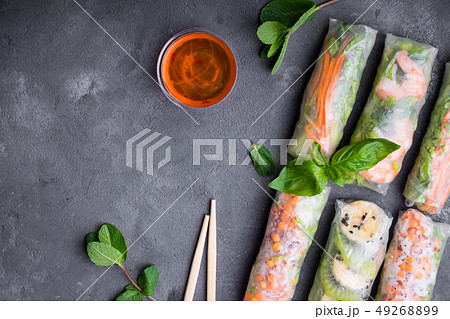 Fresh assorted spring rolls Fresh assorted spring rolls 49268899