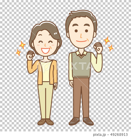 シニア　男女　ガッツポーズ　全身 49268913