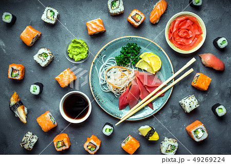 Japanese sushi and sashimi Japanese sushi and sashimi 49269224