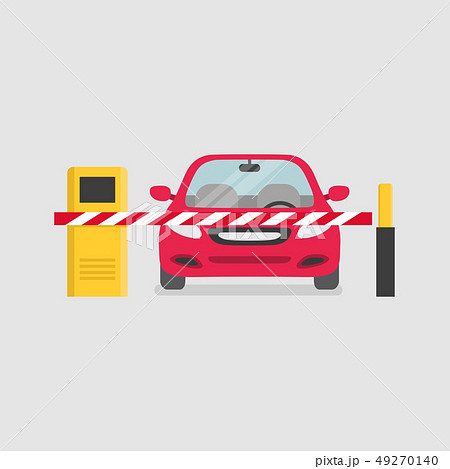 Parking entrance with security barrier gate. 49270140