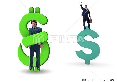 Businessman in dollar and debt concept 49273369