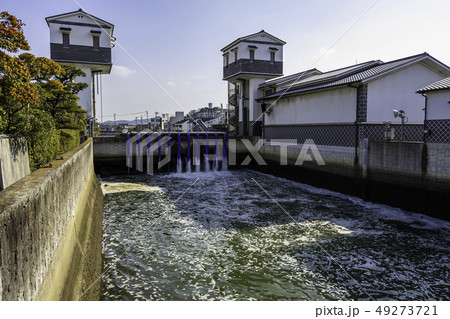 岡山　倉敷市玉島　玉島町並み保存地区　溜川排水機場 49273721