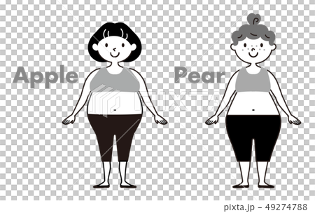 肥満　タイプ　女性　モノクロ　イラスト 49274788