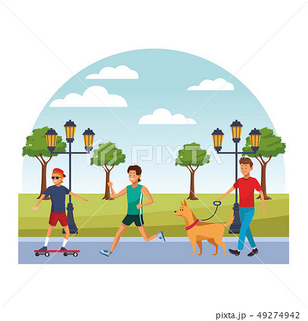 city people walking cartoons 49274942