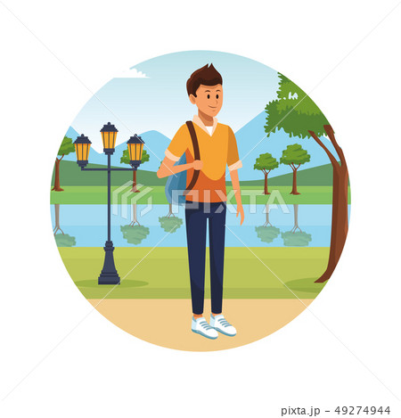person alone at city park cartoons 49274944