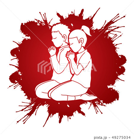 Little boy and girl Praise God, Prayer, Christian Little boy and girl Praise God, Prayer, Christian 49275034