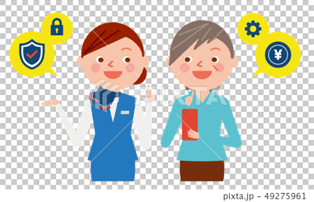 女性　シニア　スタッフ　スマホ　イラスト　ベクター 49275961
