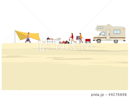 キャンプ　たき火　オートキャンプ　バーベキュー　テント　おしゃれ　犬 49276898