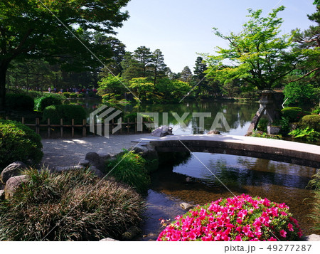 兼六園の徽軫灯籠と虹橋 兼六園の徽軫灯籠と虹橋 49277287