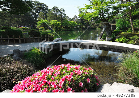 兼六園の徽軫灯籠と虹橋 49277288