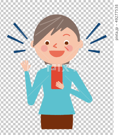 スマホ　喜ぶ　 女性　シニア イラストベクター 49277538