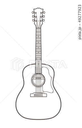 アコースティックギター ぬりえ Acoustic Guitar Coloringのイラスト素材