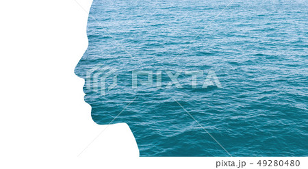 double exposure woman profile with water double exposure woman profile with water 49280480