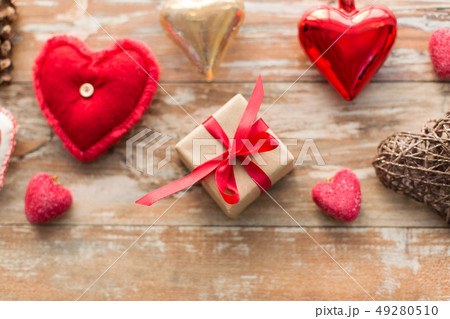 christmas gift and heart shaped decorations christmas gift and heart shaped decorations 49280510