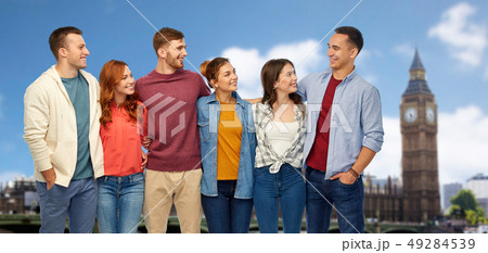 group of smiling friends over london 49284539