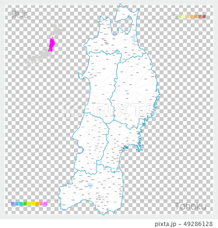 東北の地図 Tohoku 白地図風 のイラスト素材
