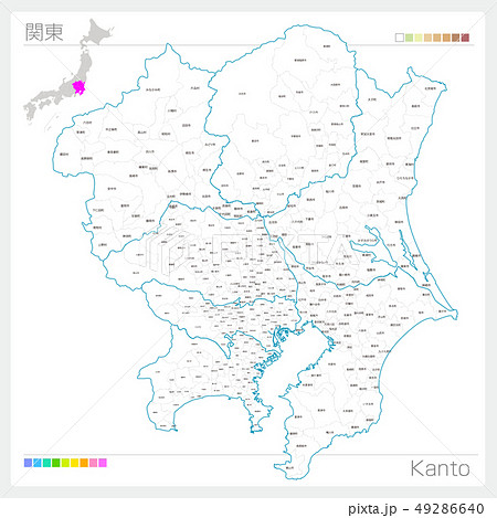 関東の地図・Kanto（白地図風）