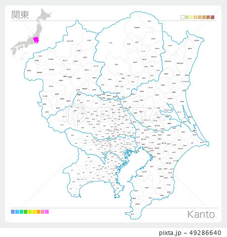 関東地方の白地図イラスト無料素材集 県庁所在地 市区町村名あり