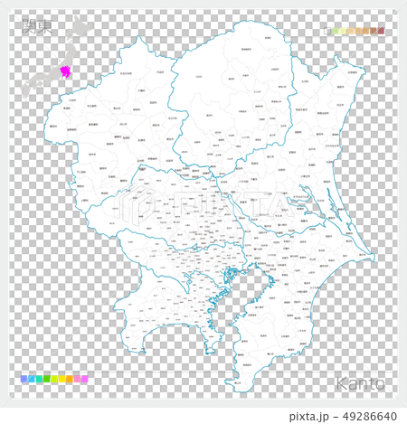 関東の地図 Kanto 白地図風 のイラスト素材