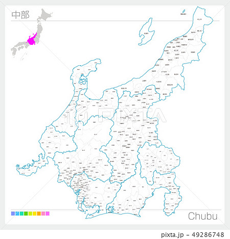 長野県の白地図イラスト無料素材集 県庁所在地 市町村名あり