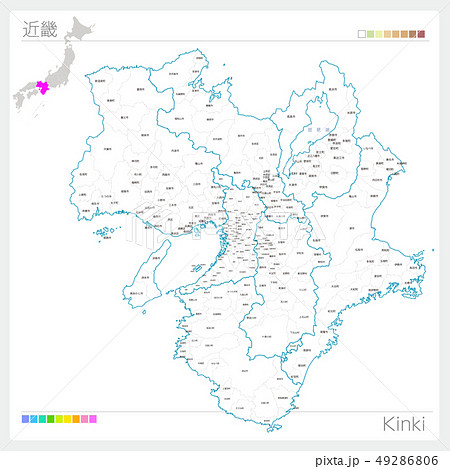 近畿の地図 Kinki 白地図風 のイラスト素材