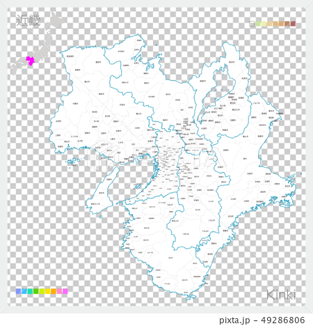 近畿の地図 Kinki 白地図風 のイラスト素材
