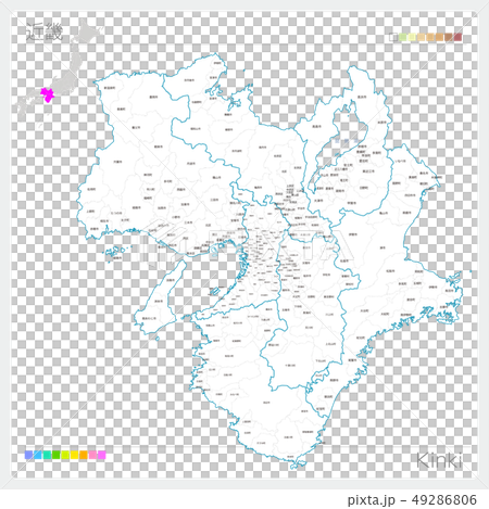 近畿の地図 Kinki 白地図風 のイラスト素材