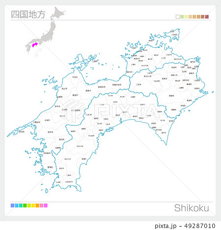 四国地方の地図・Shikoku（白地図風） 49287010