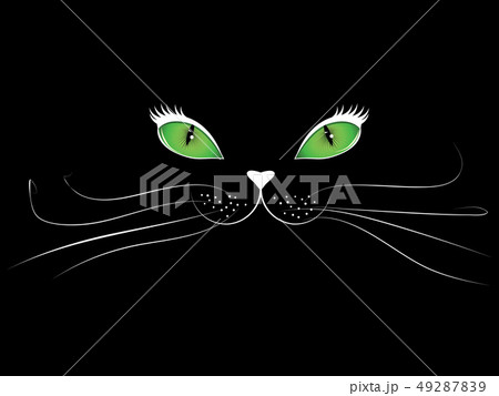 Cartoon Cat Face In Blackのイラスト素材