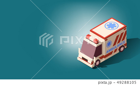 Ambulance Car or Emergency Medical Service. Isometric Vector Illustration. 49288105