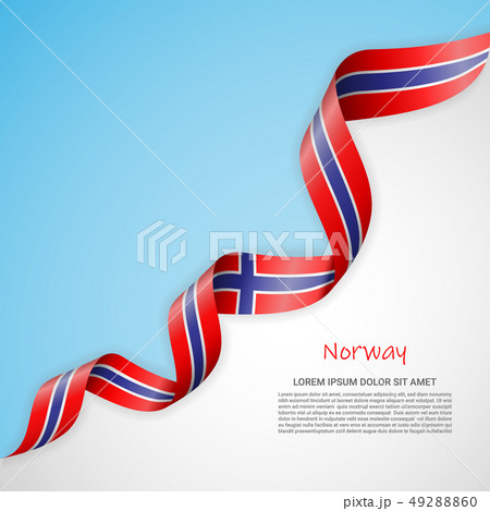 Vector banner in white and blue colors and waving ribbon with flag of Norway. Template for poster 49288860