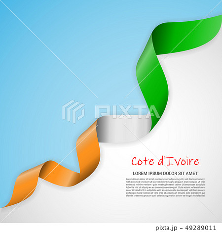 Vector banner in white and blue colors and waving ribbon with flag of Cotedivoire. Template for 49289011