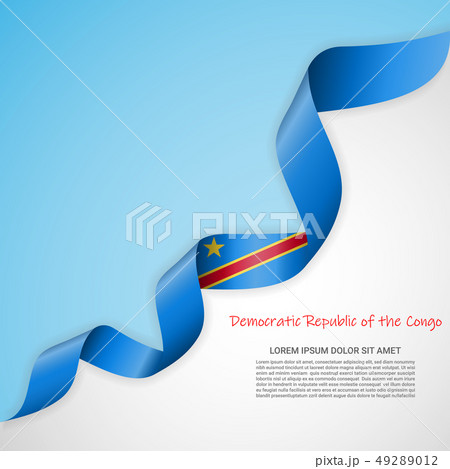 Vector banner in white and blue colors and waving ribbon with flag of Congo. Template for poster 49289012