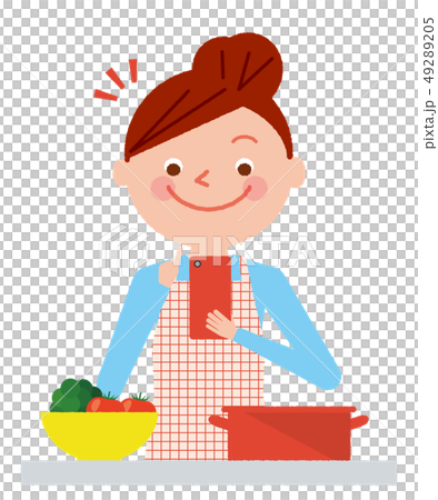 Woman smartphone recipe search illustration vector Woman smartphone recipe search illustration vector 49289205